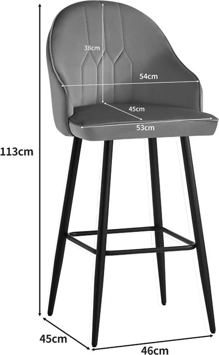 Karrige për bar Velva, ngjyrë mollë e kalbur, 49x63x113cm