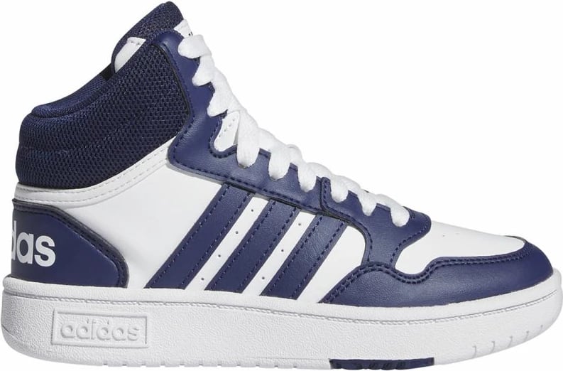 Atlete për fëmijë adidas Hoops 3.0 Mid Jr, të bardha dhe blu marine