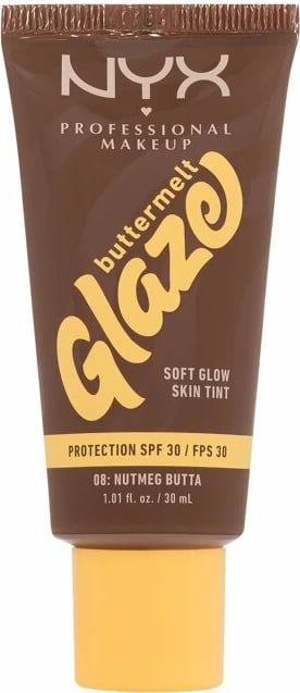 Fondatinë për femra NYX Professional Makeup Buttermelt Glaze Soft Glow Skin Tint SPF30 08 Nutmeg Butta, 30ml