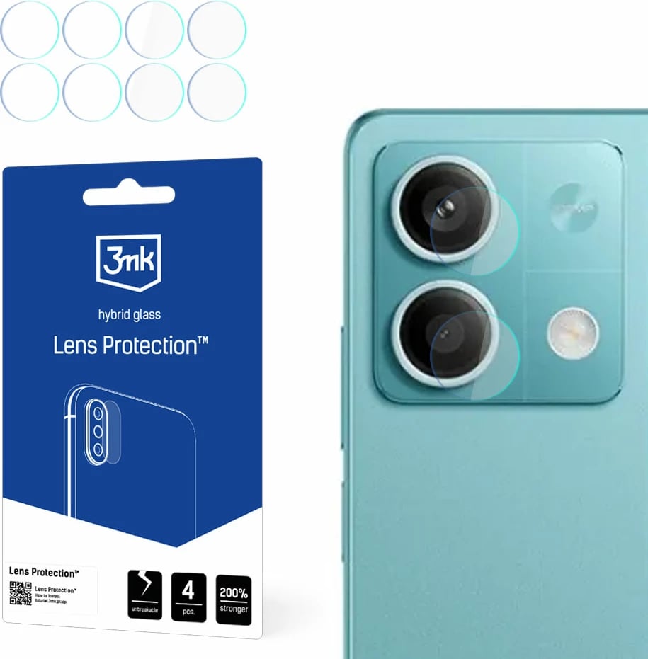 Xham mbrojtës kamerë 3mk Protection për Xiaomi Redmi Note 13 5G, set 4 copë