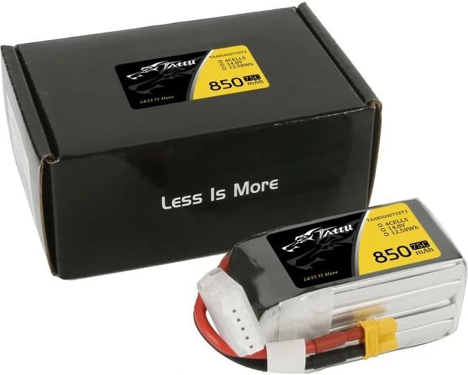 Bateri LiPo Tattu 850mAh 14.8V 75C 4S1P, XT-30
