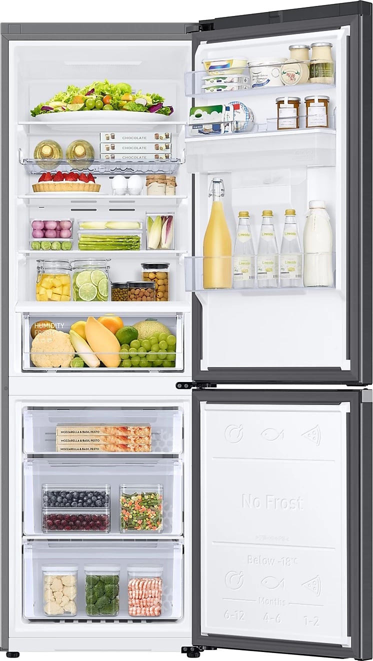 Frigorifer kombinë, Samsung RB34C652EB1/EK, SpaceMax, All‑Around Cooling, dozues uji, ekran digjital, i zi