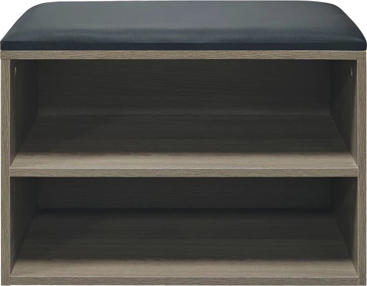 Dollap këpucësh me ulëse Kiana, 4 palë, ngjyrë gri-lisi, 60x32x44cm