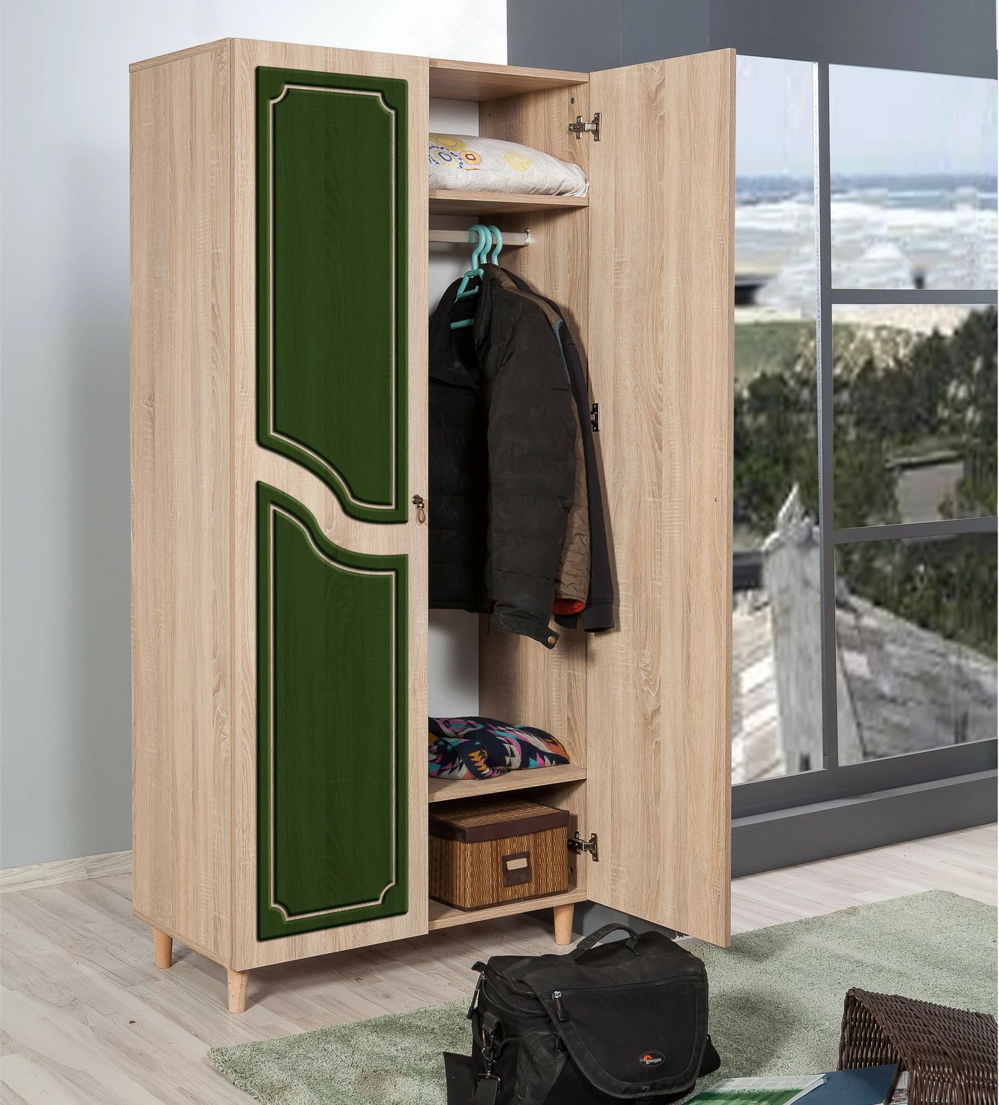 Dollap Skye Decor, stil modern, ngjyrë lisi Sonoma, 90x192x52cm