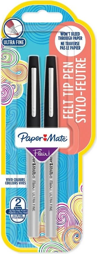 Stilolaps PaperMate Flair Ultra Fine, 2 copë, ngjyrë e zezë