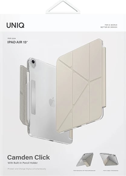 Mbështjellës UNIQ Camden Click për iPad Air 13" (2024), bezhë