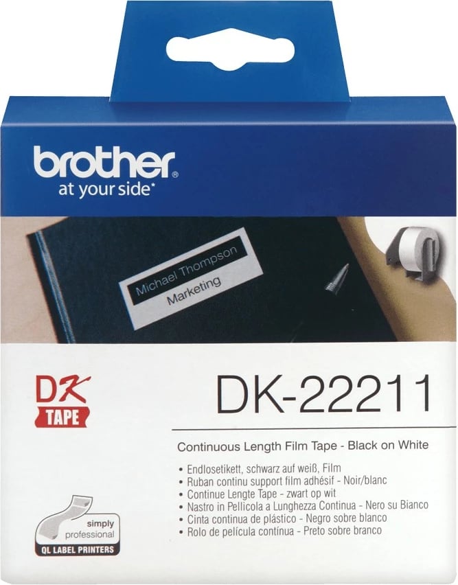 Etiketa film Brother DK-22211, 54mm, e bardhë me të zezë