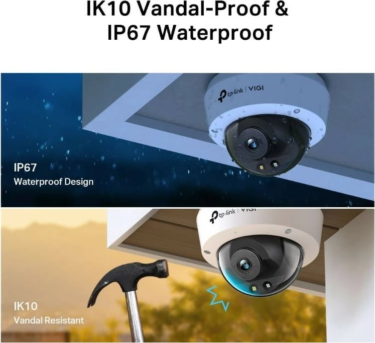 Kamerë dome rrjeti TP-LINK VIGI C250 (2.8mm), 5MP, mikrofon, IP67, e bardhë