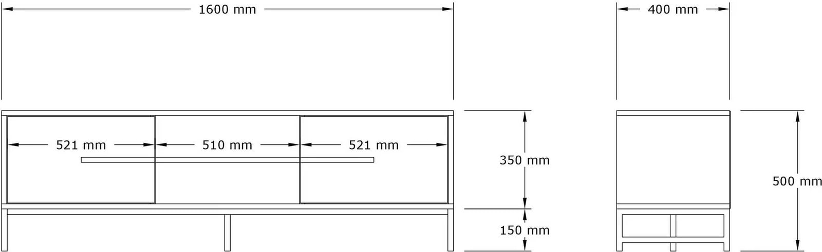 Komodë TV Hanah Home, Mono - ngjyrë lisi Sapphire Oak