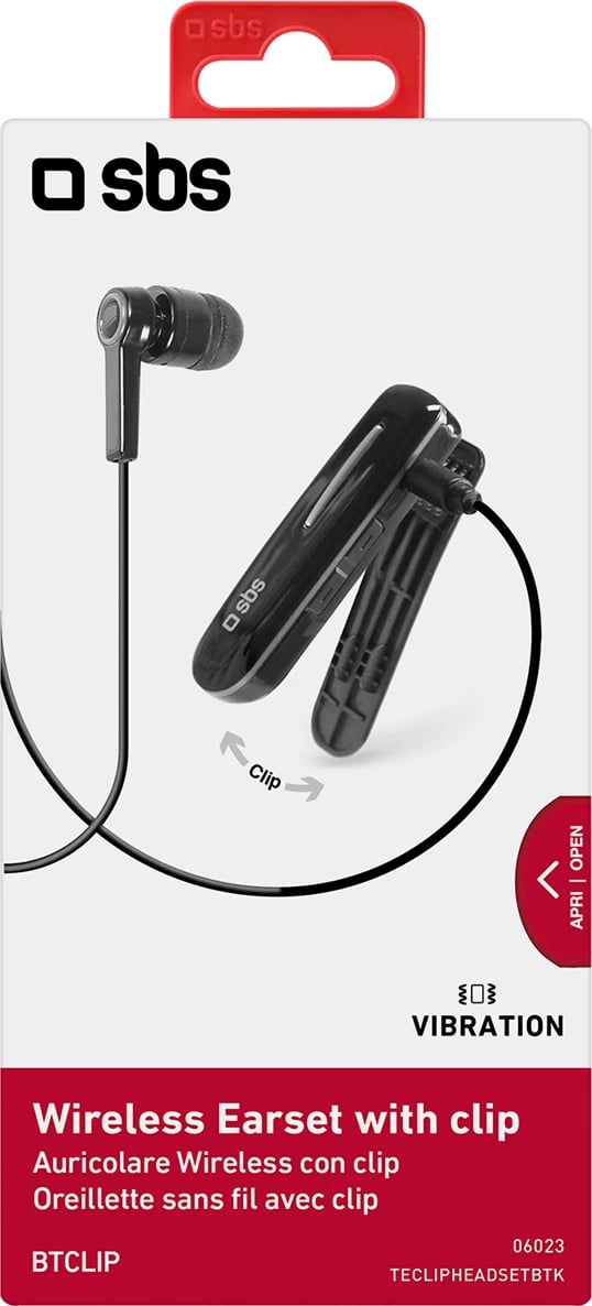 Kufje wireless SBS TECLIPHEADSETBTK me klip, Bluetooth 3.0, E zezë