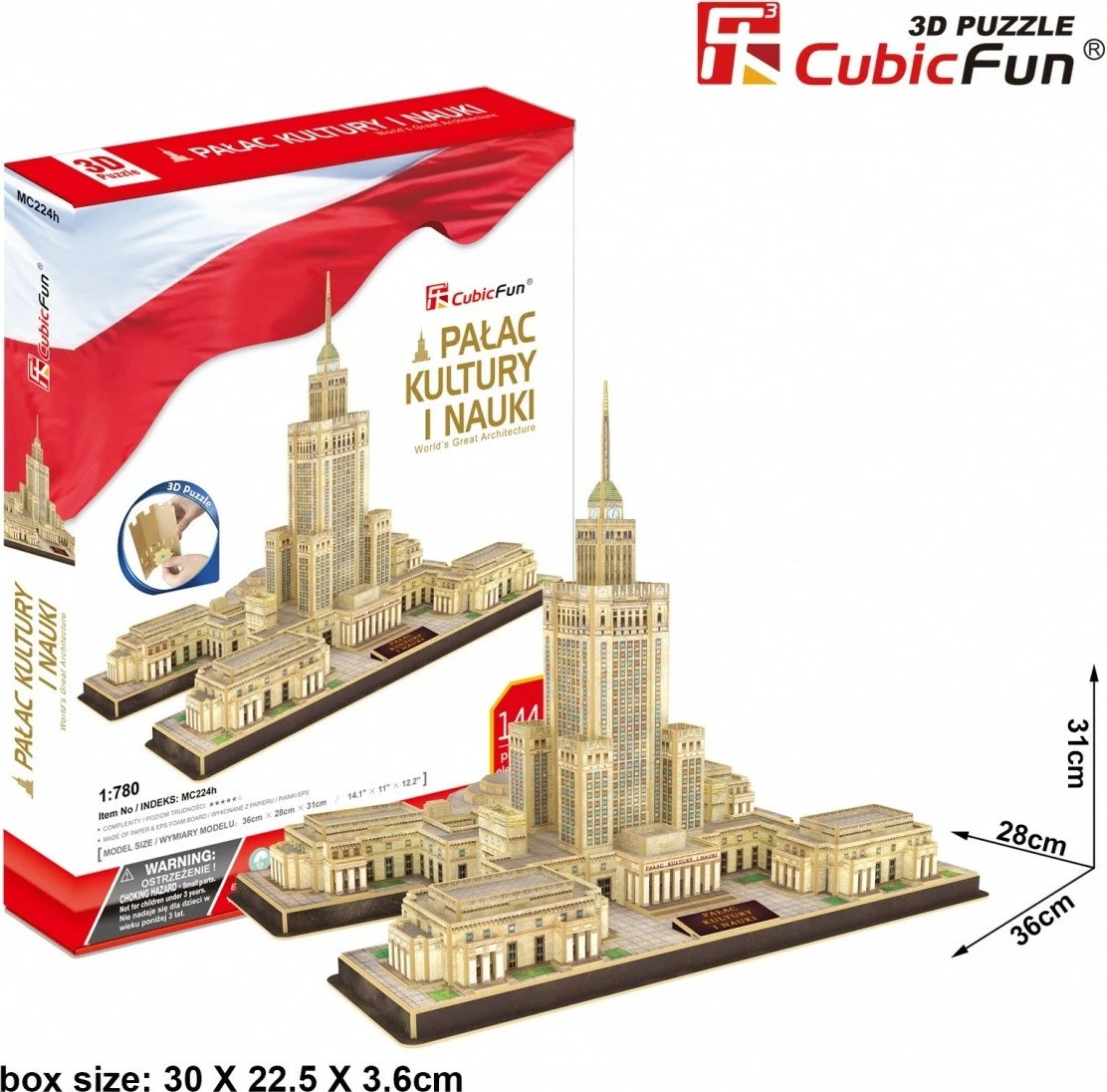 Puzzle 3D Cubic Fun Palace of Culture and Science 144 pjesë Puzzle 3D Cubic Fun Palace of Culture and Science 144 pjesë