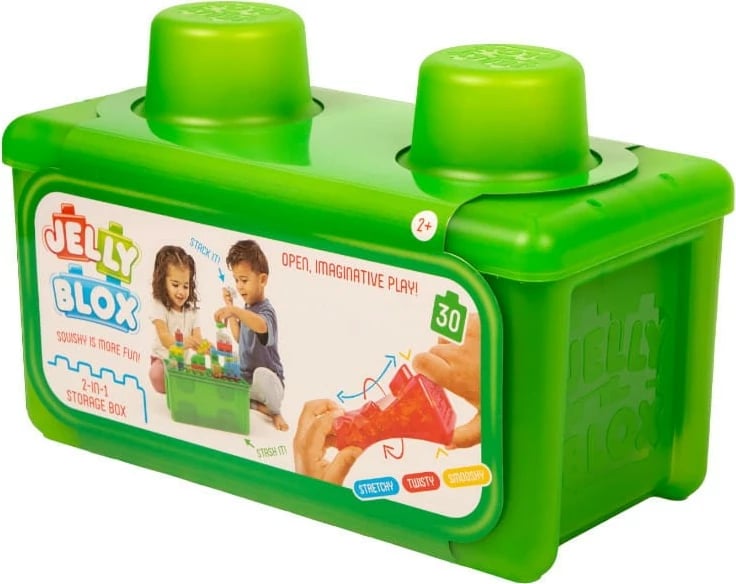 Blloqe ndërtimi të buta Goliath Jelly Blox, 30 copë, me kuti ruajtëse, e gjelbër