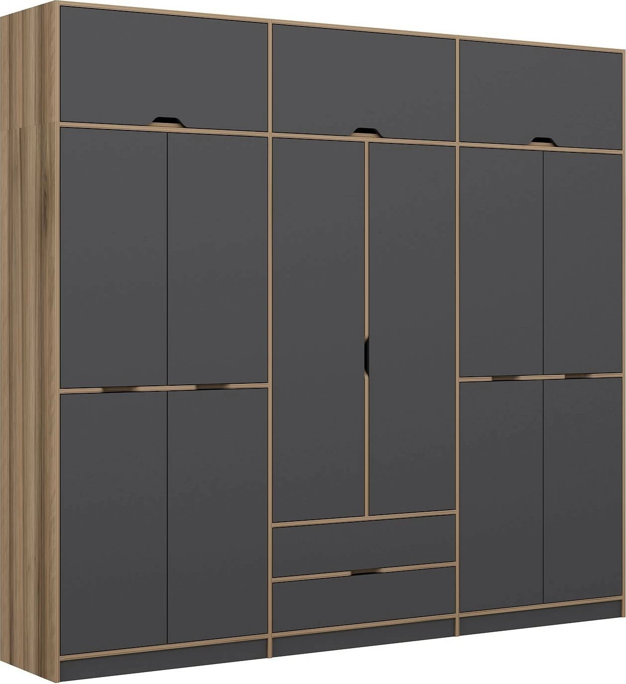 Dollap rrobash Skye Decor Elina, anthracite dhe dore, 277x253x52 cm