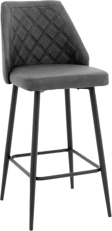 Karrige për bar Inflame, lëkurë PU antracit, metal i zi