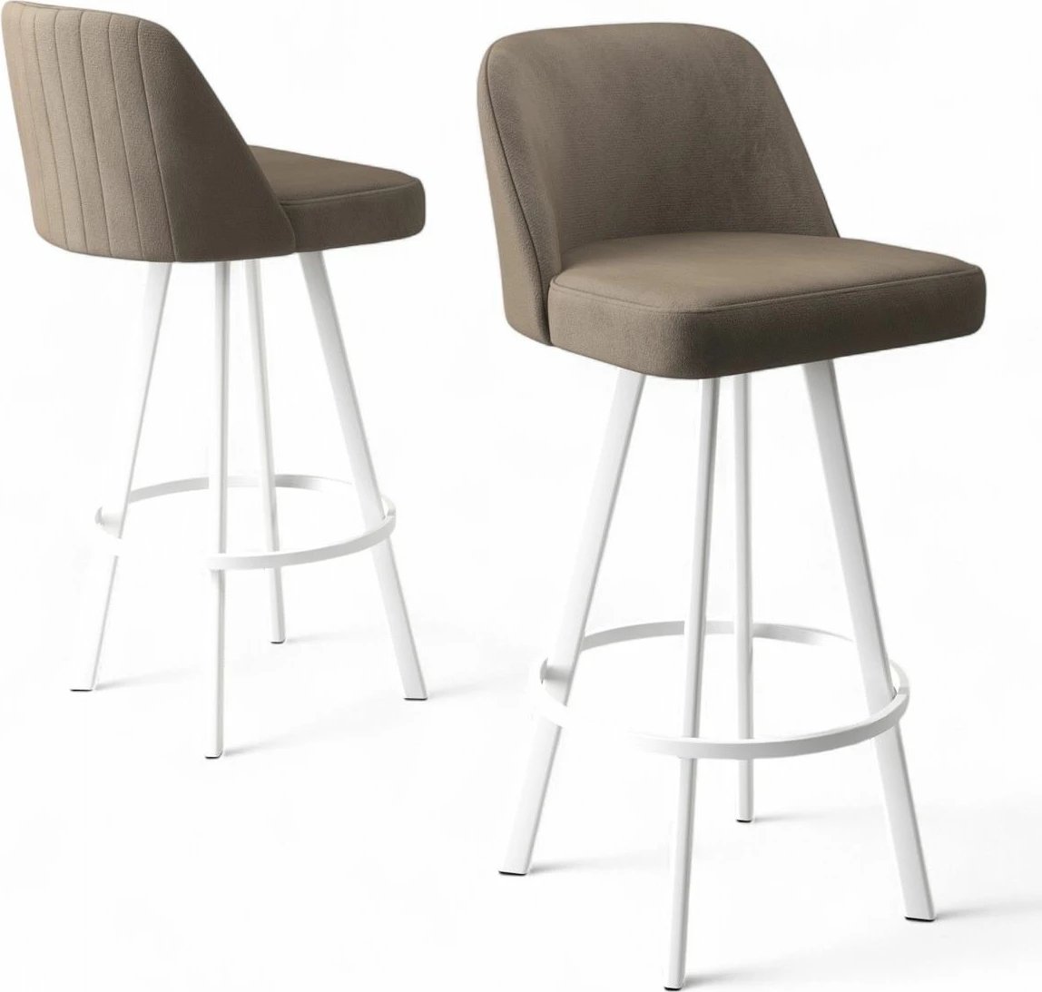 Set karrigesh për bar (4 copë), Hanah Home, Atex, kapuçino, e bardhë