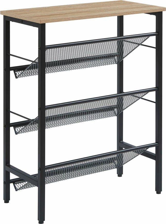 Raft këpucësh Plexus, 3 rafte, ngjyrë arre e zezë, 60x30x80cm