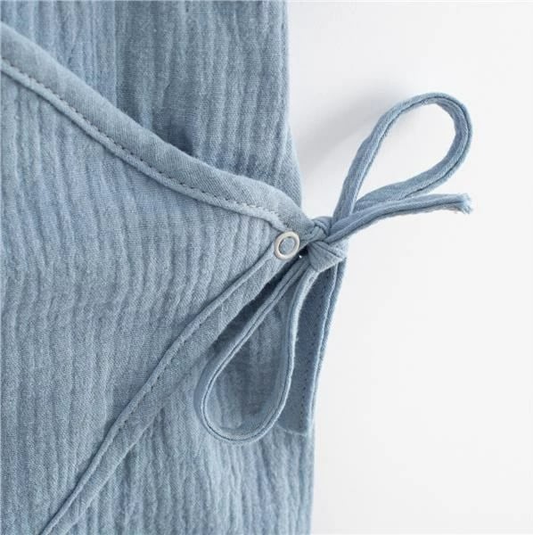 Kombinezon veror muslin, NEW BABY, 100% pambuk, me mëngë të shkurtra, lidhje anësore me kopsa, madhësi 74 (6-9m), blu