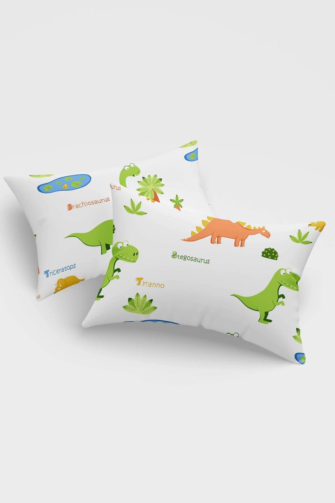 Set këllëfësh jastëku me dinozaurë, 2 copë, bardhë, L'essentiel, Dinolar, 50x70cm