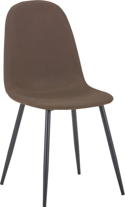 Karrige ngrënieje Bella, set prej 4 copash, material stof kafe dhe këmbë metalike të zeza, 43.5x52x89cm