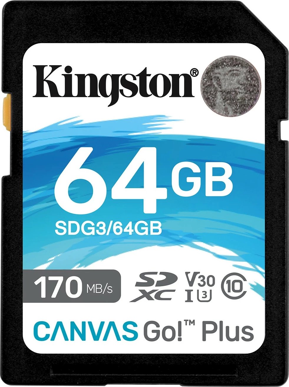 Kartelë memorie Kingston Canvas Go Plus 64GB SDXC, 170MB/s, Class 10, UHS-I, V30, e zezë