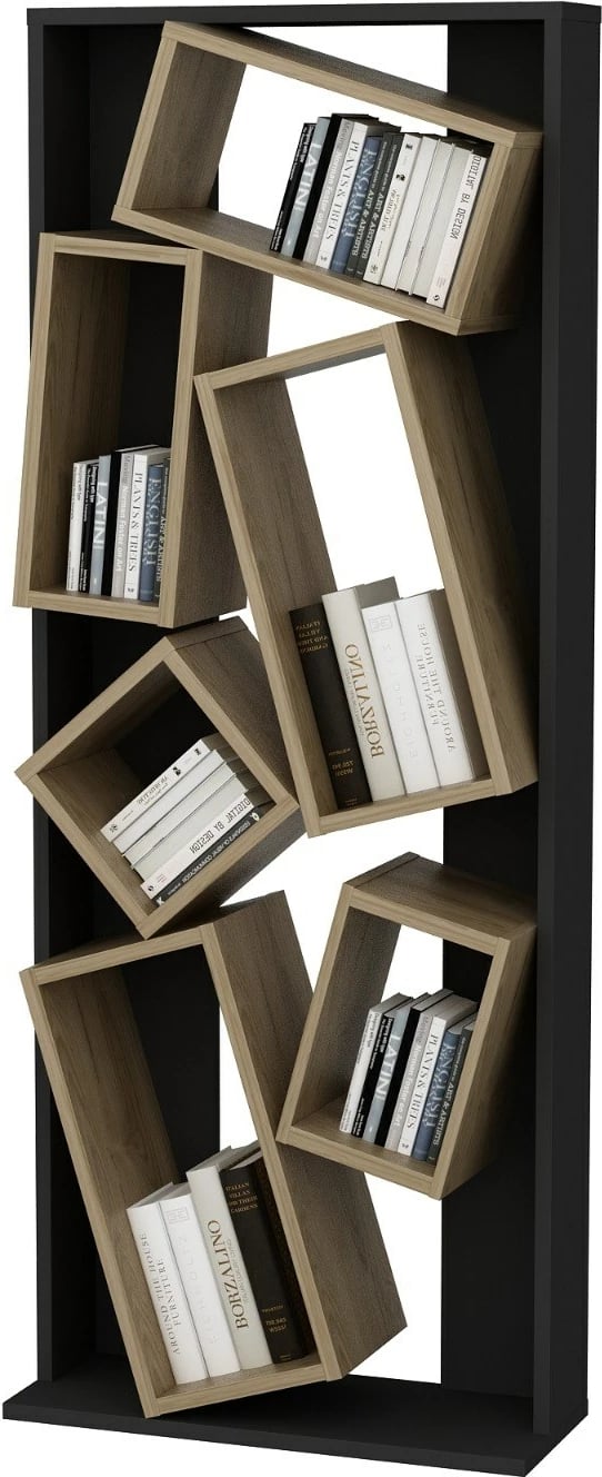 Raft librash Hanah Home, Carmen, ngjyrë e zezë dhe lis