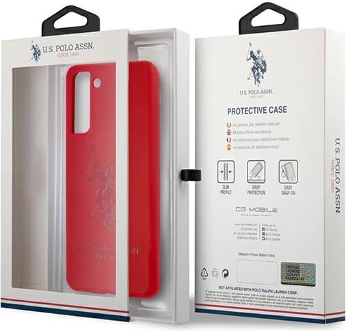 Mbështjellës U.S. Polo Assn. USHCS21SSLHRTRE për Samsung Galaxy S21, silikon, i kuq
