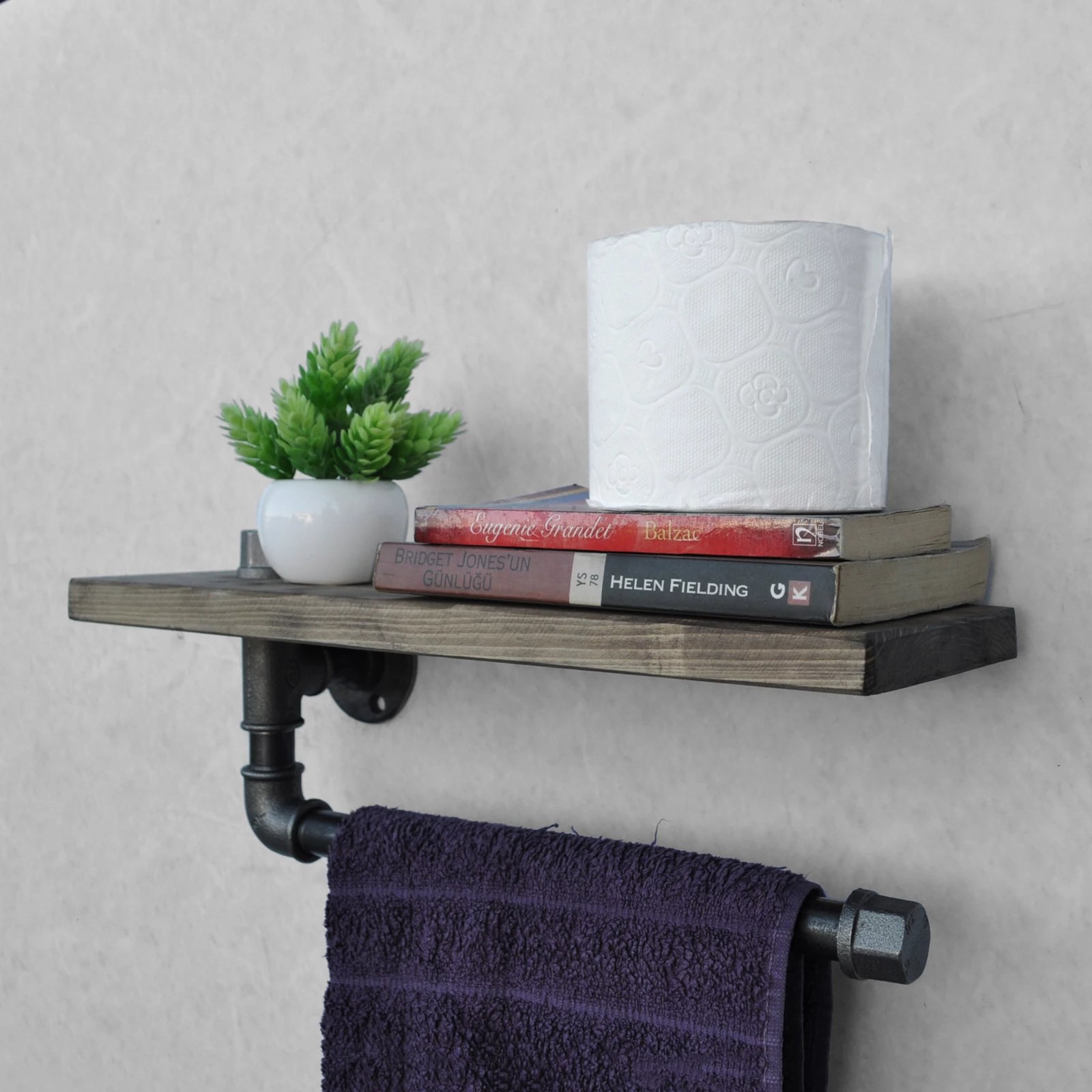 Raft muri me tub, ngjyrë e zezë dhe arre, Hanah Home, Boruraf035