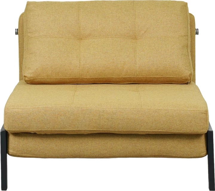 Poltronë-krevat Fancy, material tekstili, ngjyrë e verdhë, këmbë të zeza, 95x98x70cm