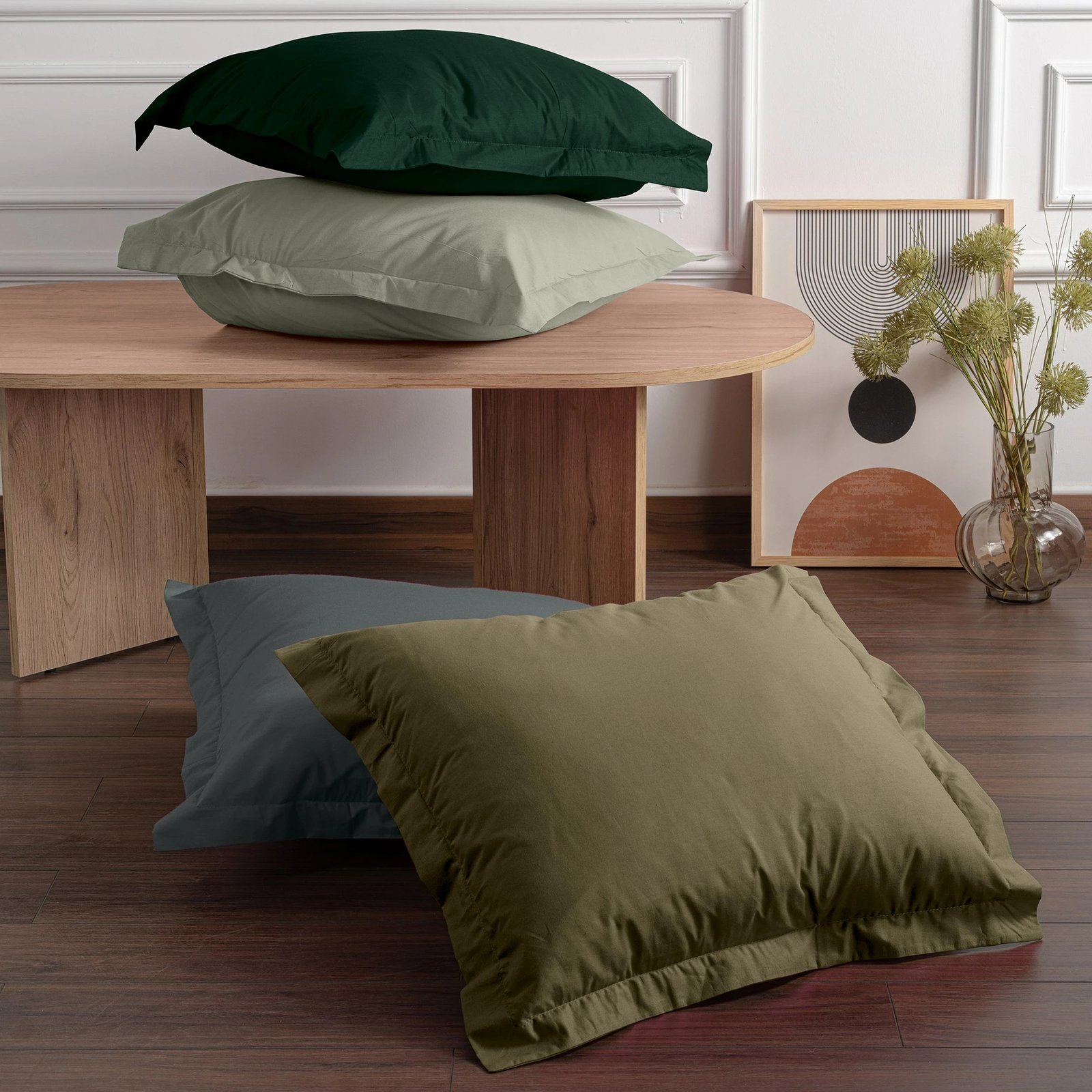 Set jastëkësh Oxford (2 copë), ngjyrë e gjelbër e errët, L'essentiel, 80x80+5cm