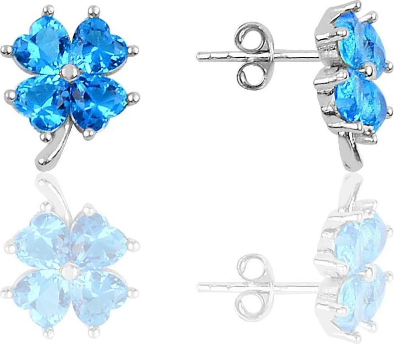 Vath argjendi Jumeon, ngjyrë argjendi dhe kaltër, 10067AKUA, 11x10mm