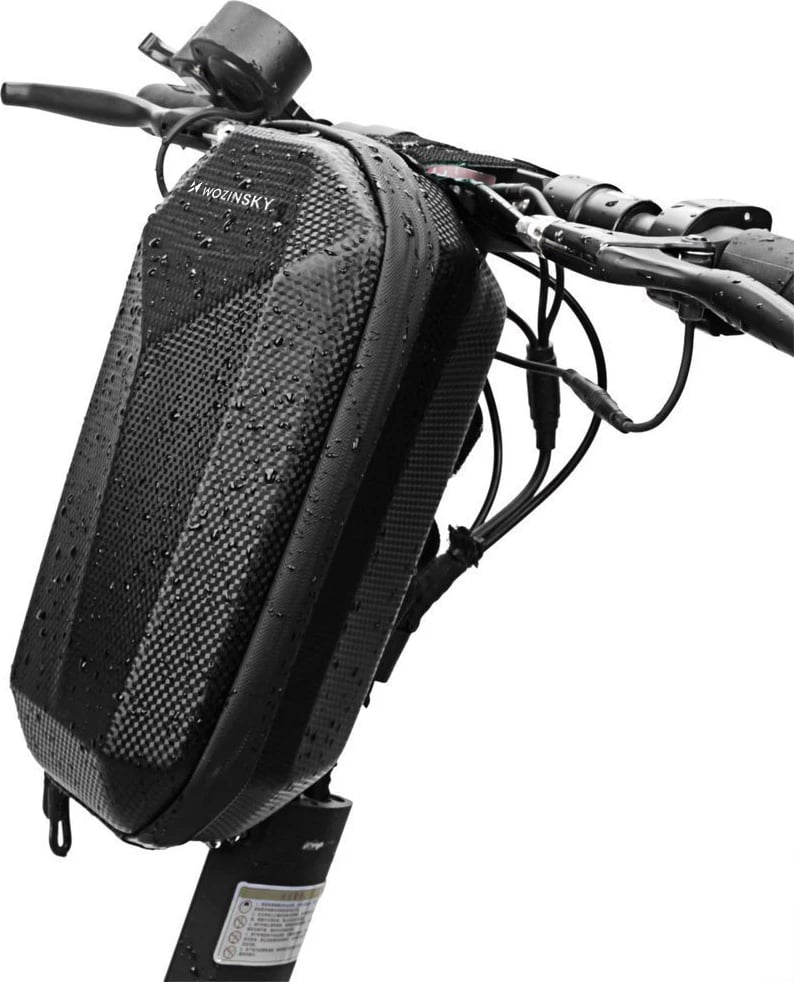 çantë timoni për skuter elektrik, Wozinsky, WSB2BK, 4L, EVA e fortë, zinxhir i papërshkueshëm nga uji, 30.5x16.5x14 cm, e zezë