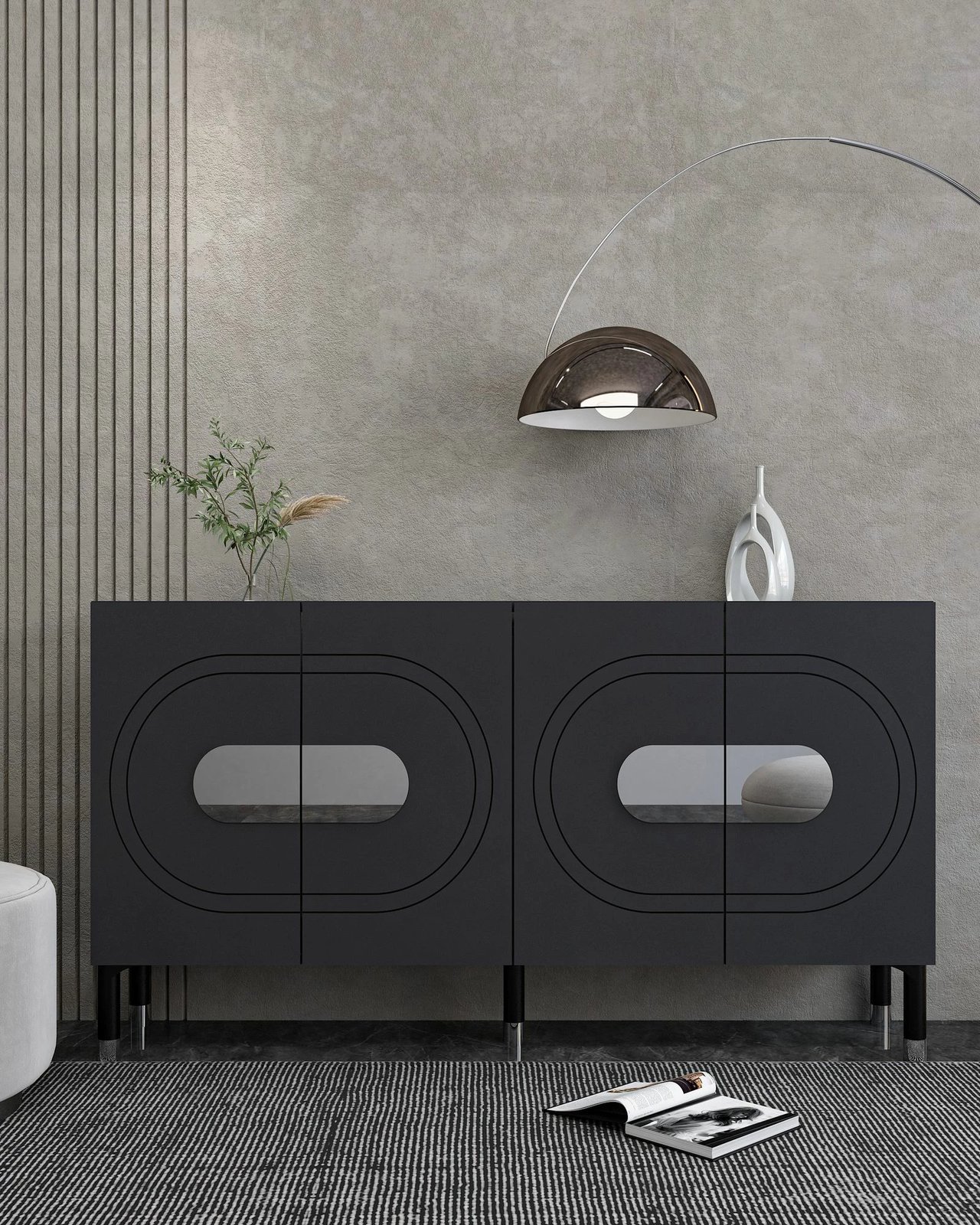 Konsol Skye Decor, antracit, argjend