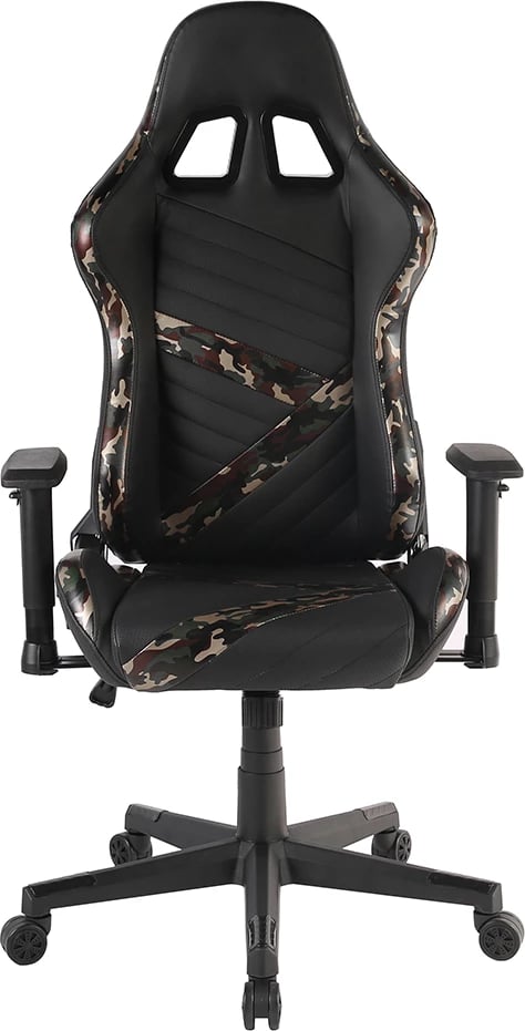 Karrige gaming për zyre, e zezë me dizajn, 50x74x137