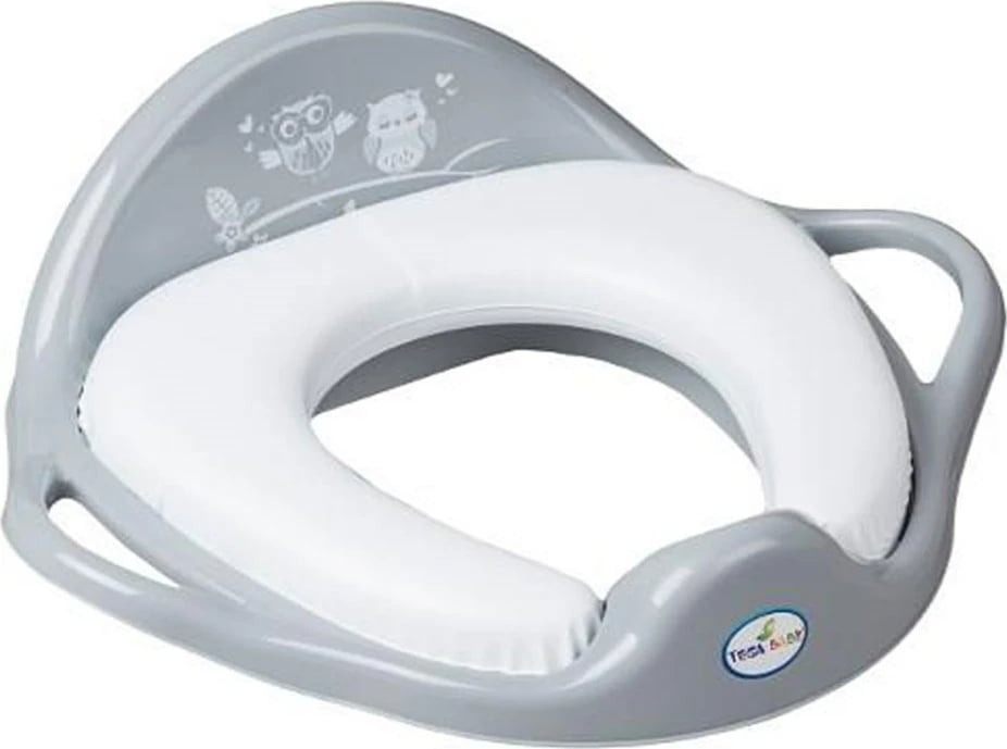 Uleëse tualeti për fëmijë, TEGA, Owls, e butë me doreza 38x32 cm, gri