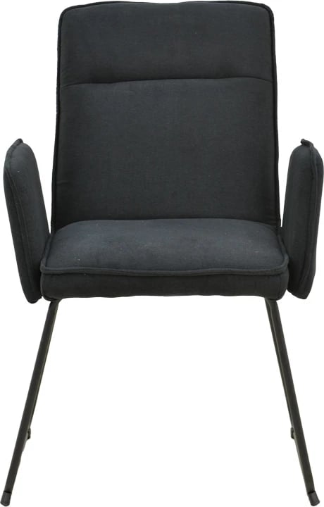 Karrige me krah Essential, set prej 4 copash, stof i zi, këmbë metalike të zeza, 55.5x59x89cm