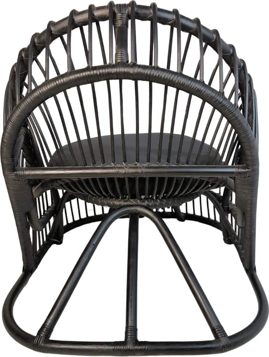 Fotel Tromso, ratan i zi PE, jastëk i zi, 80x85x98cm