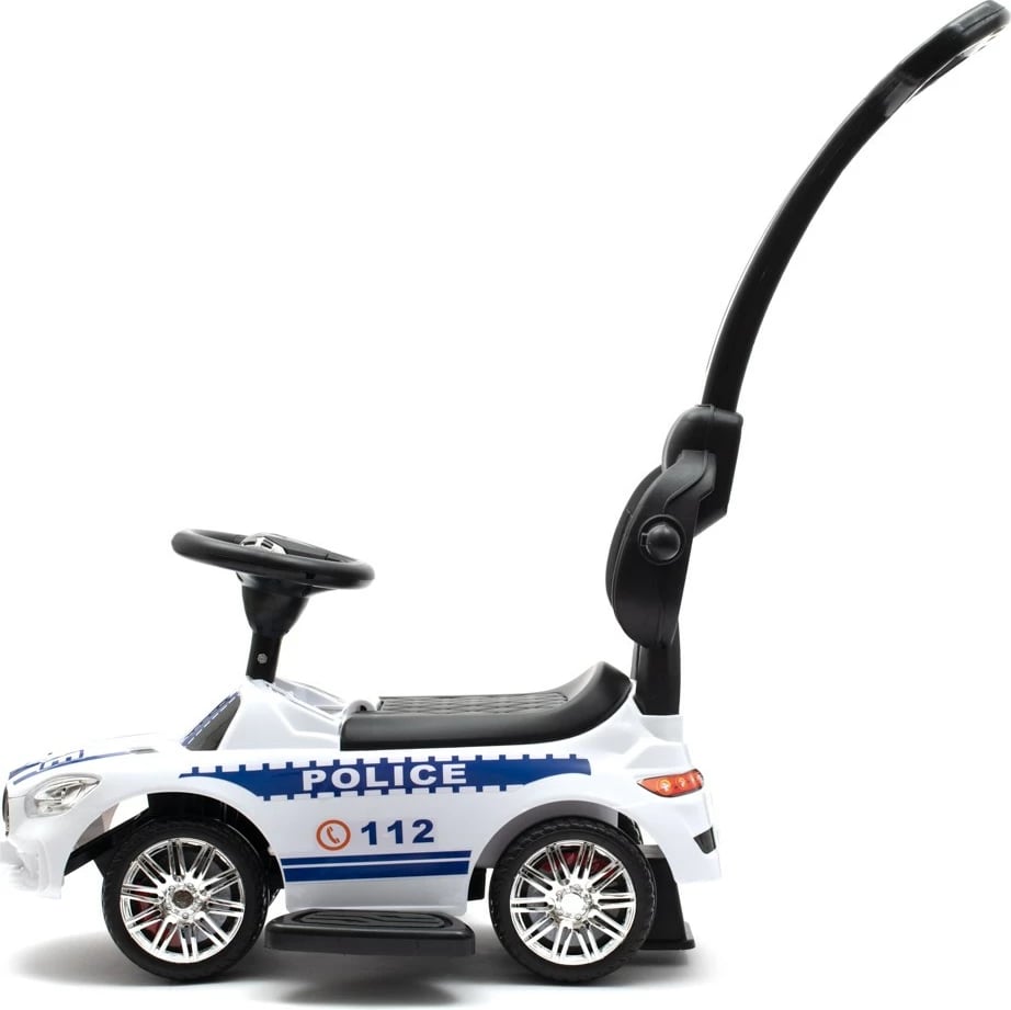 makinë shtytëse për fëmijë, Baby Mix, Police, me panel zanor dhe shufër drejtimi, 12m+, ngarkesë 25 kg, e bardhë