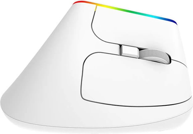 Maus vertikal Delux M618C, wireless, RGB, i bardhë