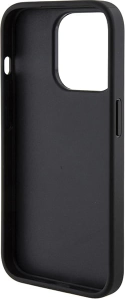 Mbështjellës Guess Grip Stand 4G Triangle Strass për iPhone 15 Pro Max, i zi
