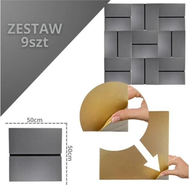 Panel akustik DNA AM6 GY, set prej 9 copë, Gri