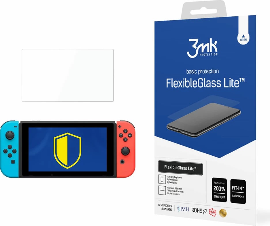Mbrojtës ekrani FlexibleGlass Lite për Nintendo Switch, 3mk Protection, ultra i hollë, transparent