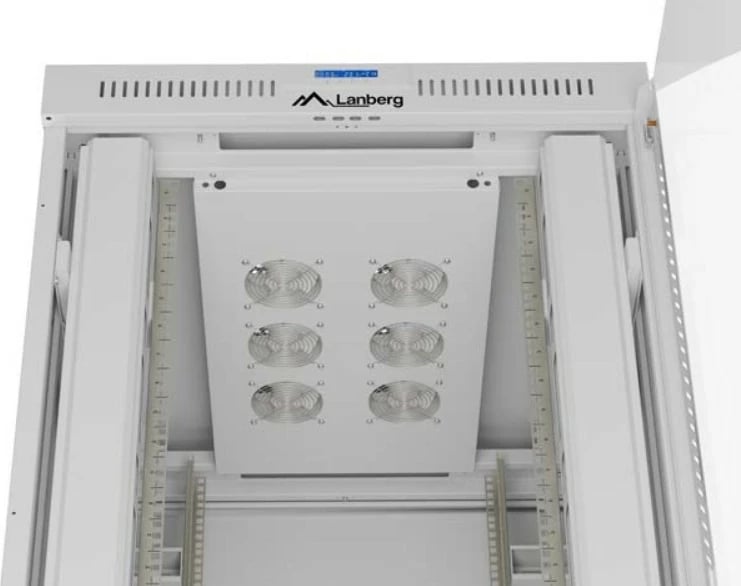 Kasë serveri Lanberg FF01-8047-12SL, 47U, me derë xhami, LCD, Gri