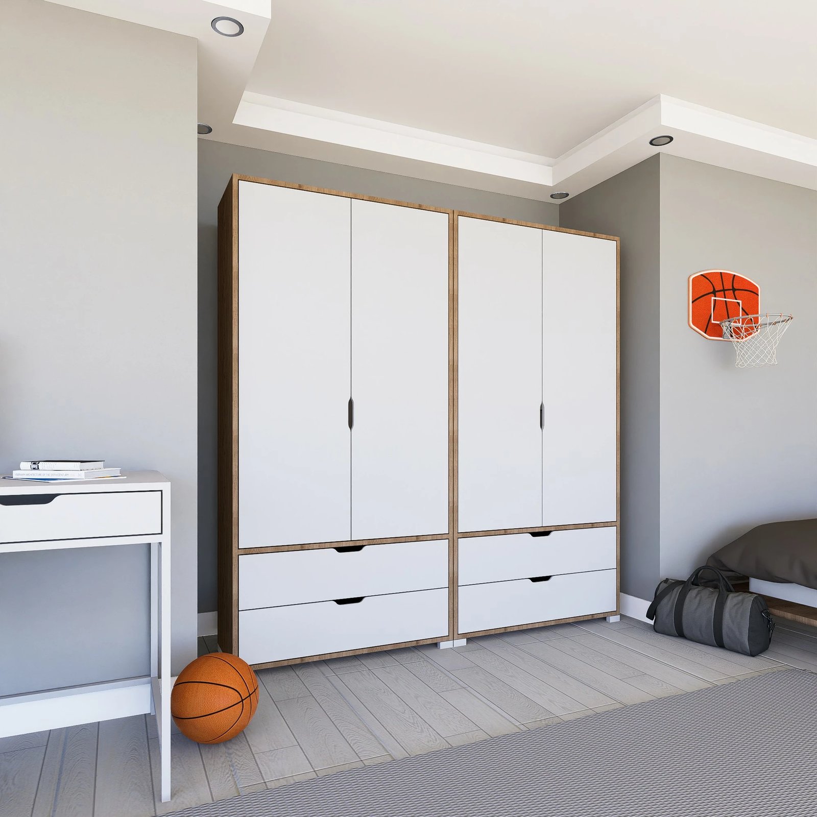 Dollap Skye Decor, ngjyrë arrë e çelët dhe e bardhë, Nisan 1600-021