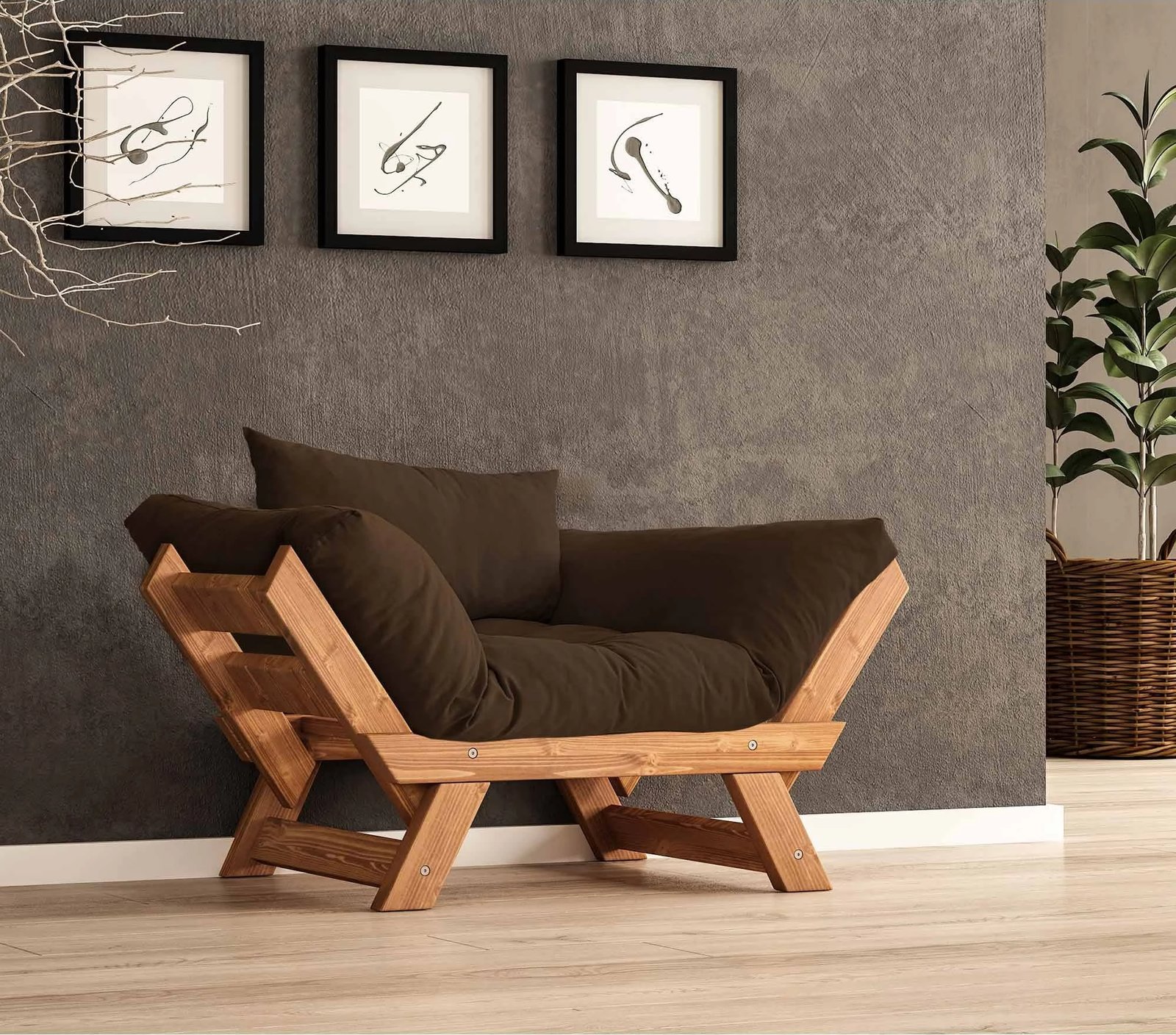 Karrige për kopsht një vend, Skye Decor, CPT8154-140, ngjyrë teak dhe gri