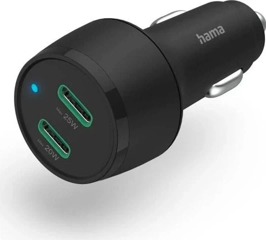 Karikues për në veturë Hama PD/QC 45W me 2x USB-C, ngjyrë e zezë