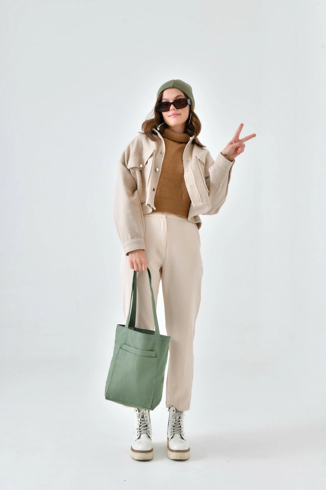 Çantë tote, ngjyrë mint, Zoozie Bags, 2117