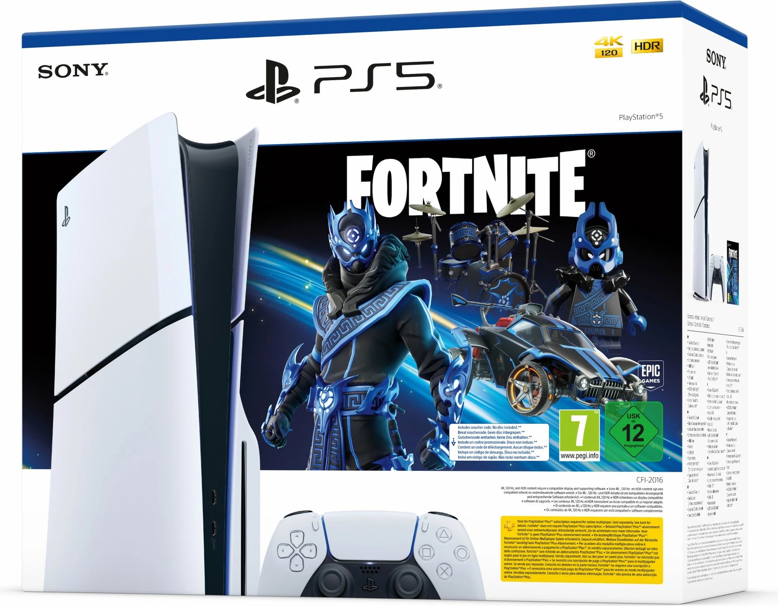 Konsolë Sony PlayStation 5 Slim Fortnite, 16 GB, 1 TB, e zezë, e bardhë