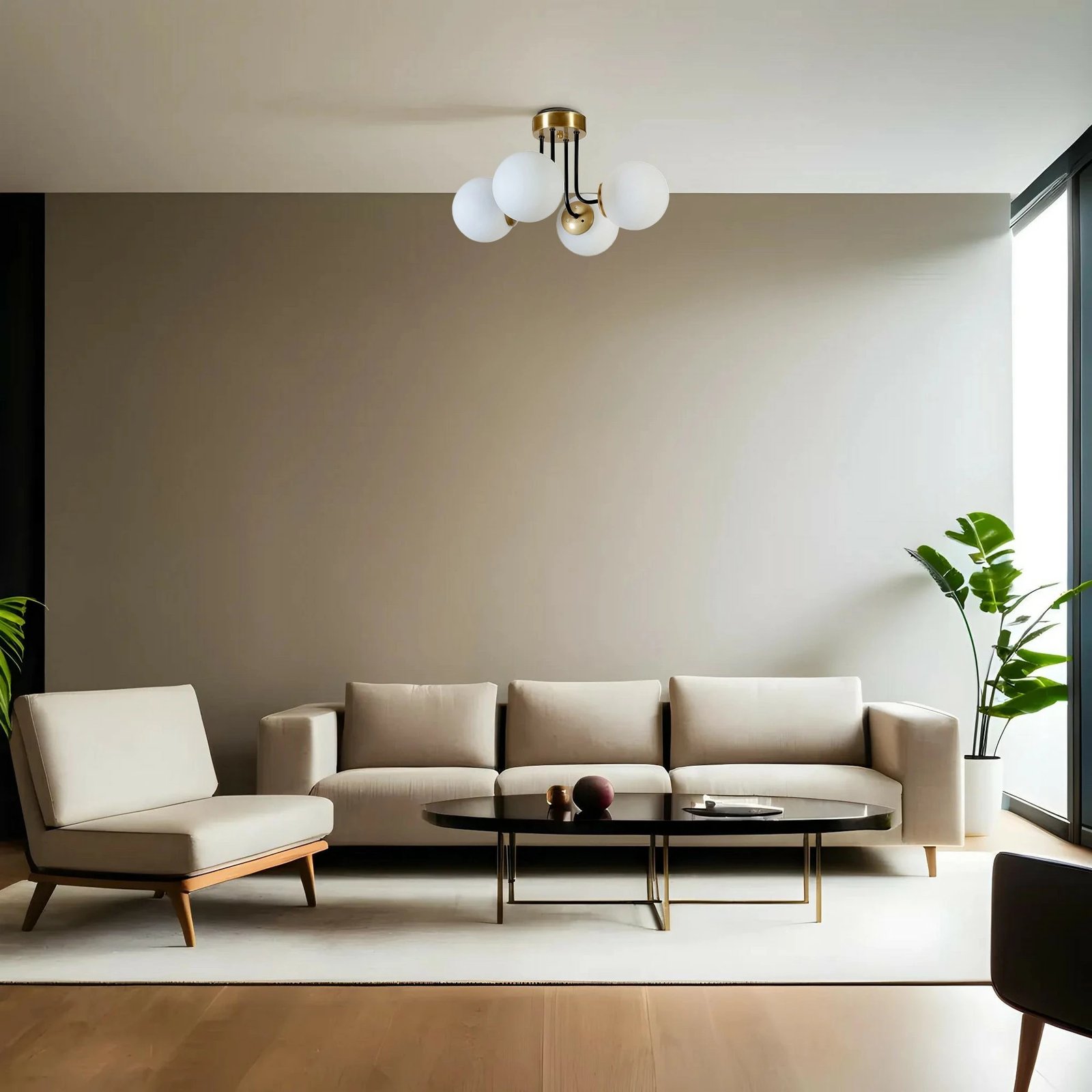 Llambë tavani Opviq Pablo, 4 drita, ngjyrë e bardhë dhe e artë, gotë