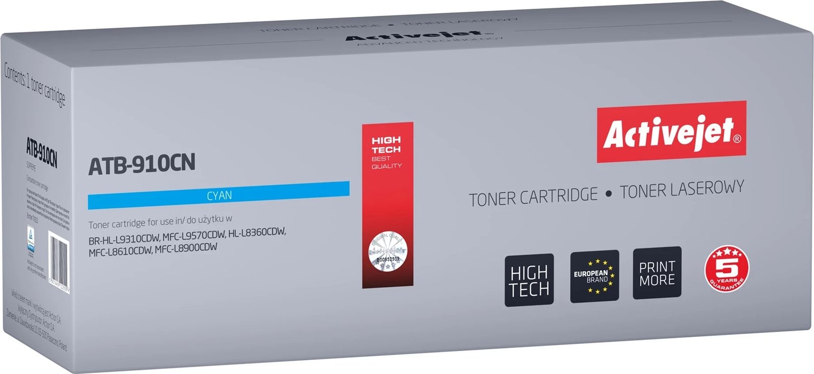 Toner Activejet ATB-910CN për Brother TN-910C, Cyan
