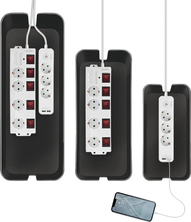 Kuti për organizimin e kabllove LogiLink, set prej 3 copësh, ngjyrë e zezë